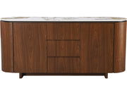 Credenza "Stonea" in legno con piano in ceramica - 180 x 40 x 85 cm - Marrone