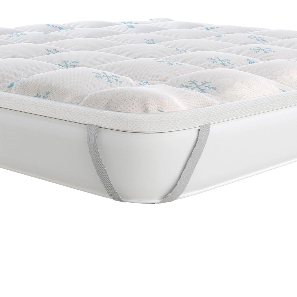 Topper Double Face Matrimoniale Trapuntato 300 gr/mq con Elastici Ice Refrigerante Bianco
