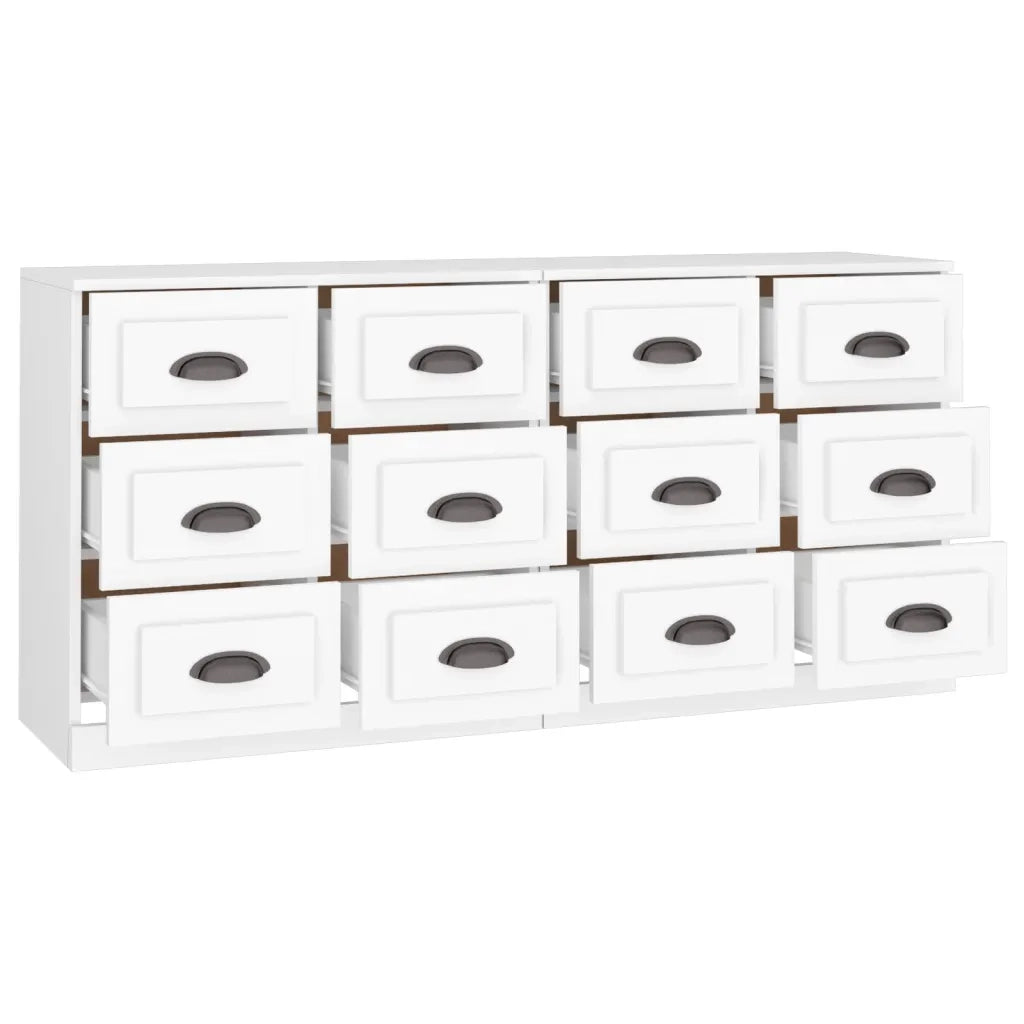 Credenze 2 pz | Madia | Buffet da pranzo | Armadio da pranzo Bianche in Legno Multistrato