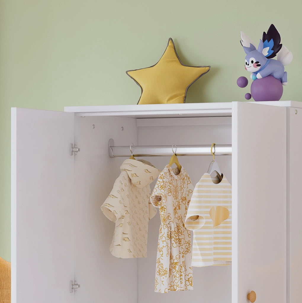 Armadio piccolo a 2 ante con asta appendiabiti 80x50x120 cm; MDF bianco