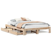 Letto matrimoniale | Letto per adulti | Letto senza Materasso 140x190 cm in Legno Massello di Pino