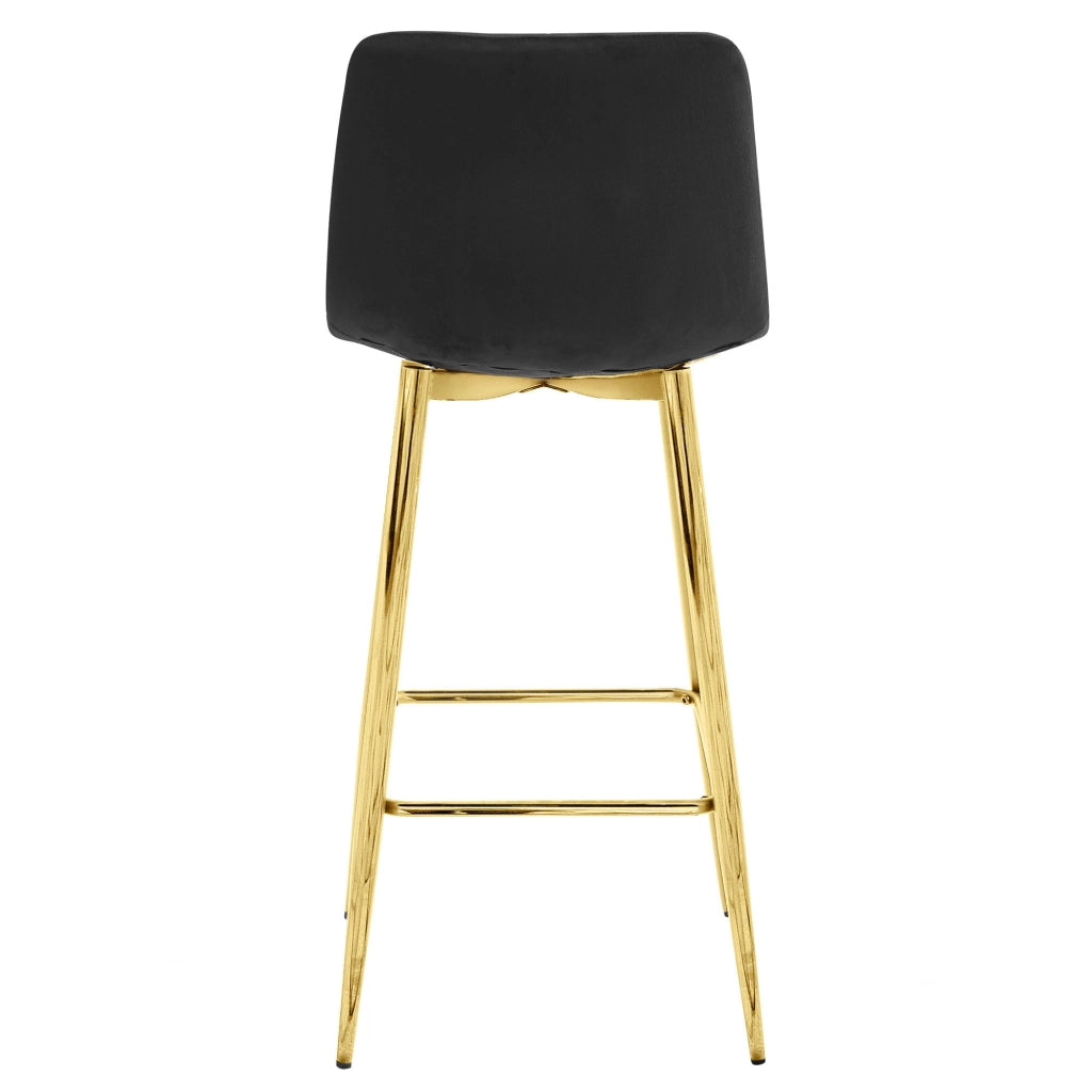 Sgabello Valora KODA in velluto nero con gambe dorate, design moderno x3