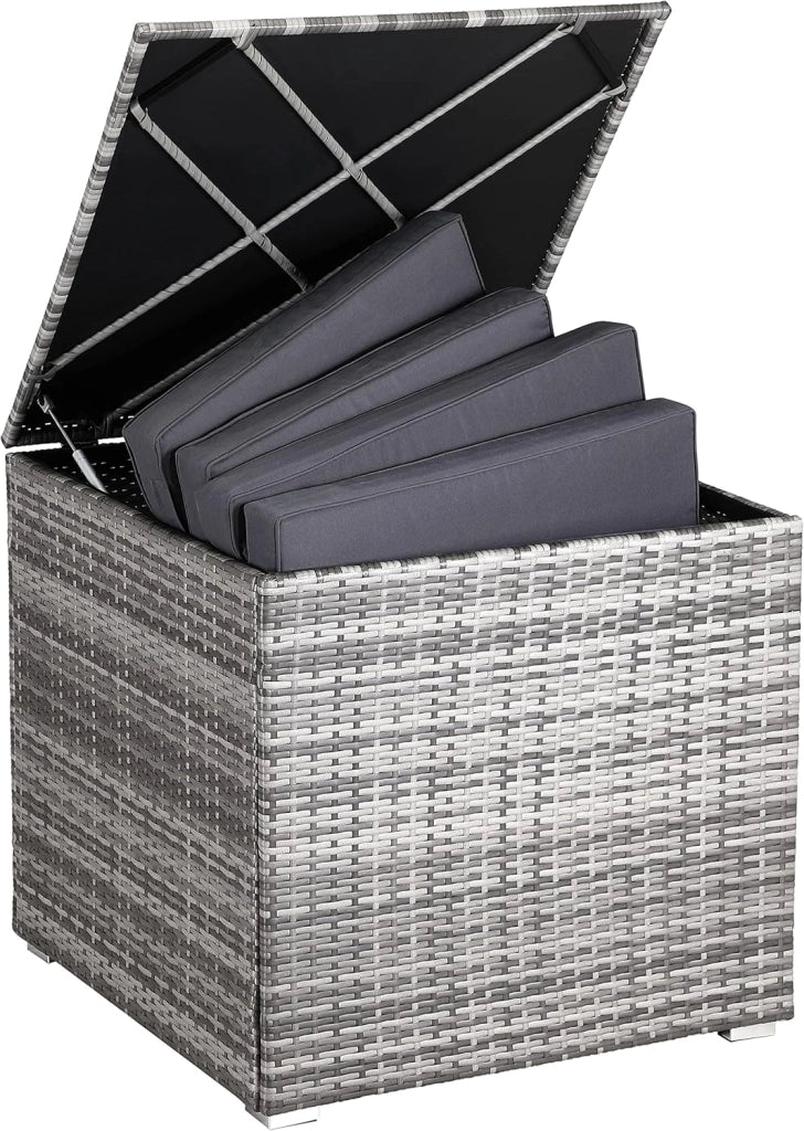 ® Baule da Giardino 318 L Impermeabile 75x75x70cm Contenitore Esterno Polyrattan Grigio