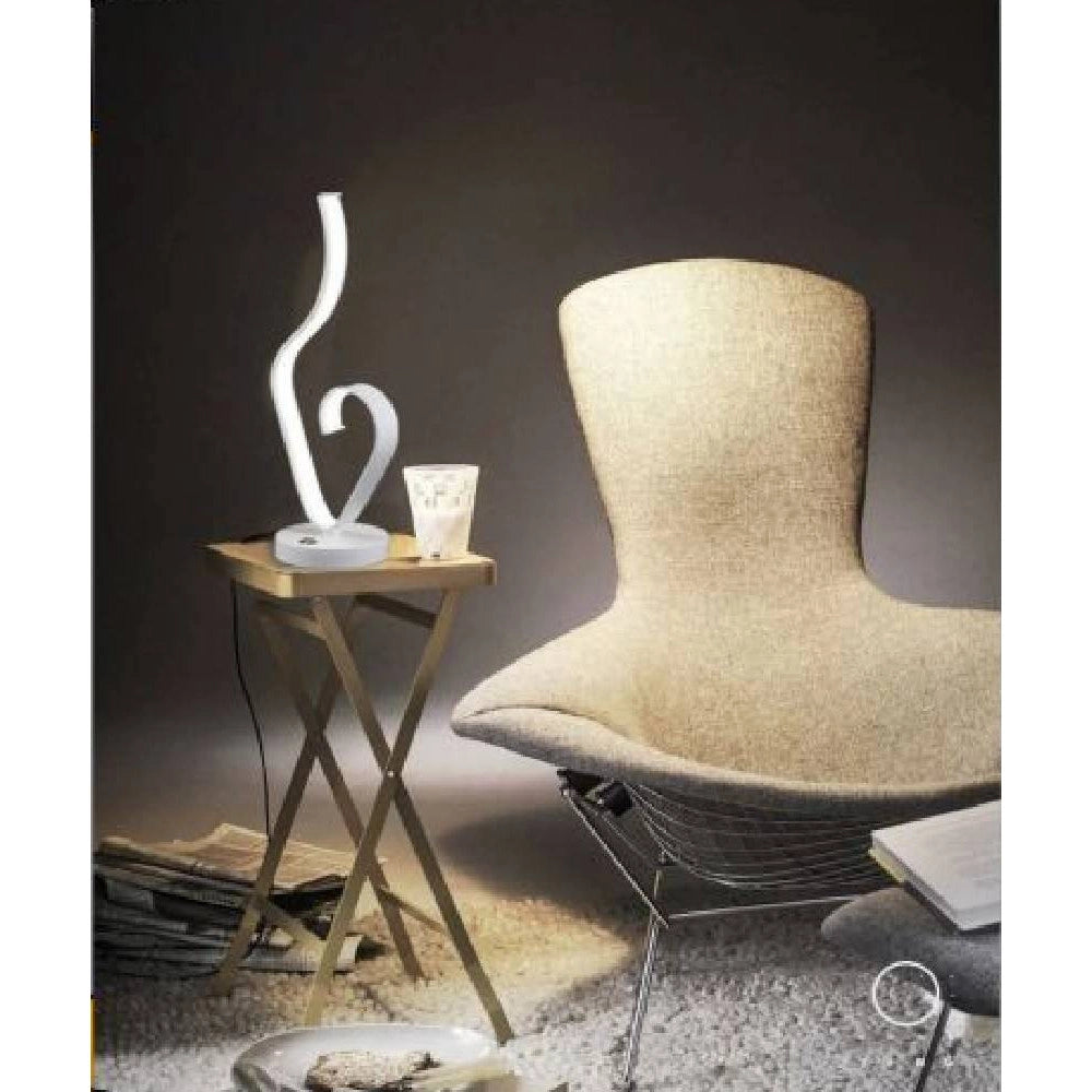 Trade Shop - Lume Da Comodino Ad Onda Design Moderno 10 W Lampada Tavolo Abatjour 39x15 Luce -