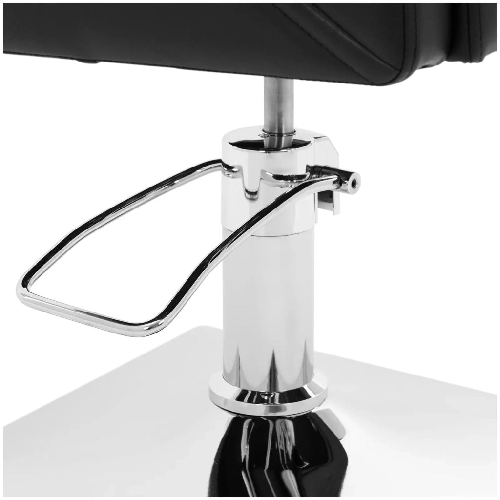 Poltrona da barbiere Carlisle con poggiapiedi altezza seduta 55 cm 150 kg acciaio inox nero compensato PU schiuma nera 14_0008960