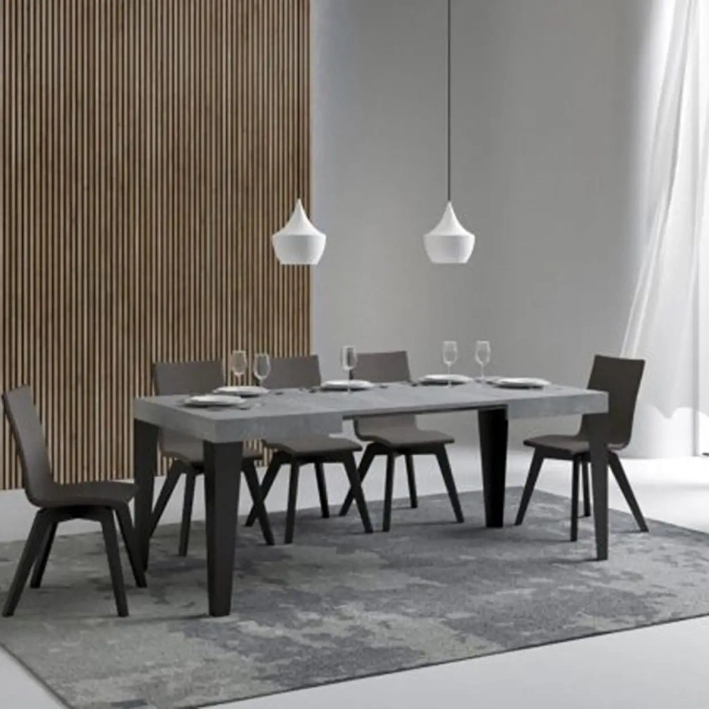 Tavolo allungabile 90/246x90 cm Flame colore cemento gambe antracite