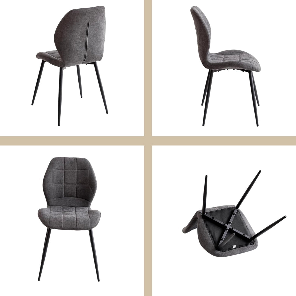 GrandCA HOME Set tavolo e sedie da pranzo nordico, tavolo da pranzo rotondo 115 * 115 * 73 cm e 4 sedie da cucina imbottite, adatto per cucina, sala da pranzo e soggiorno (Grigio)