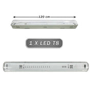 Trade Shop - Plafoniera Stagna 1 Neon Led Tubo T8 G13 Da 120 Cm Parete Soffitto Ip65 T8-120ss -