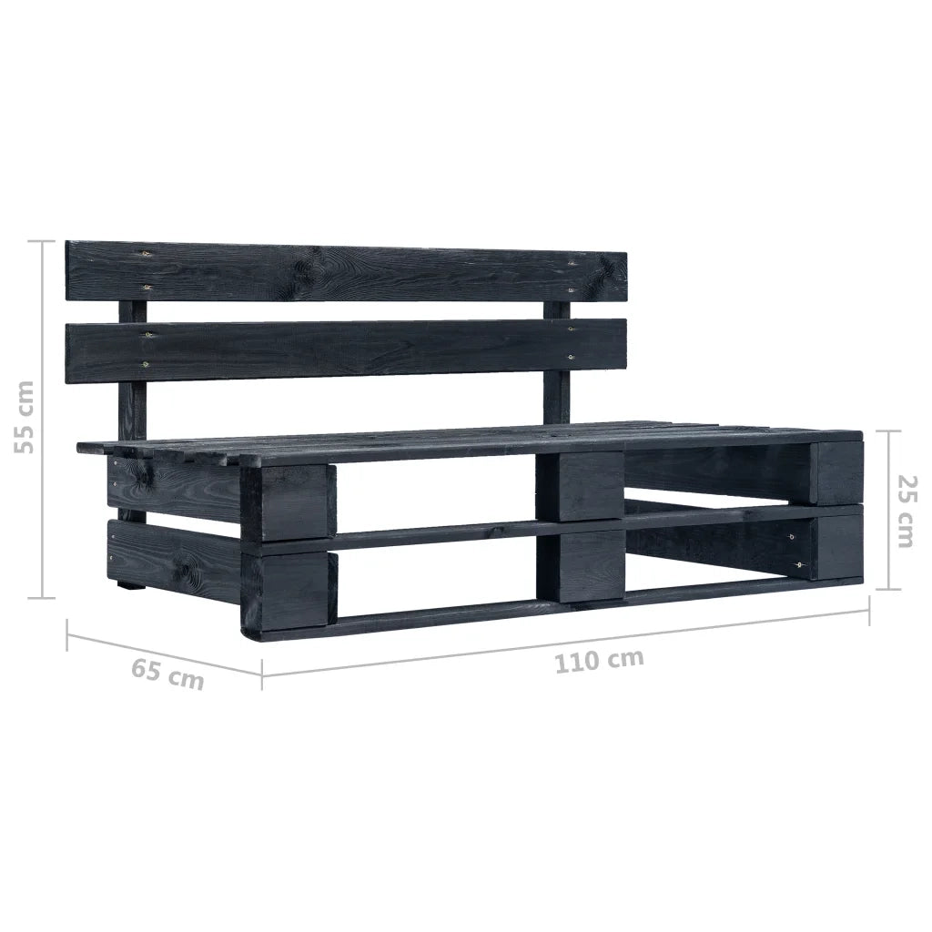 Divano Centrale Giardino su Pallet Nero Legno Pino Impregnato 3066514