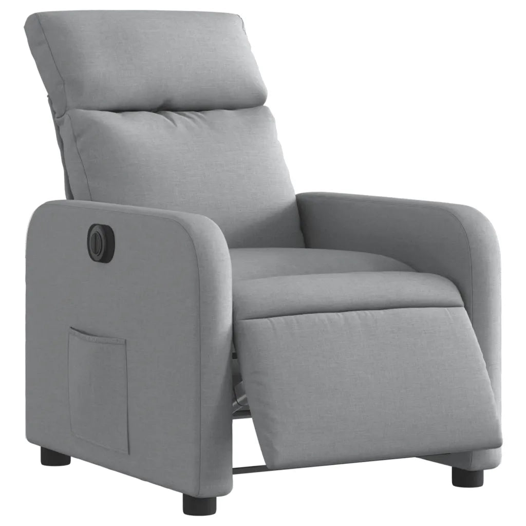 Poltrona | Sedia Relax Elettrica Reclinabile Grigio Chiaro in Tessuto