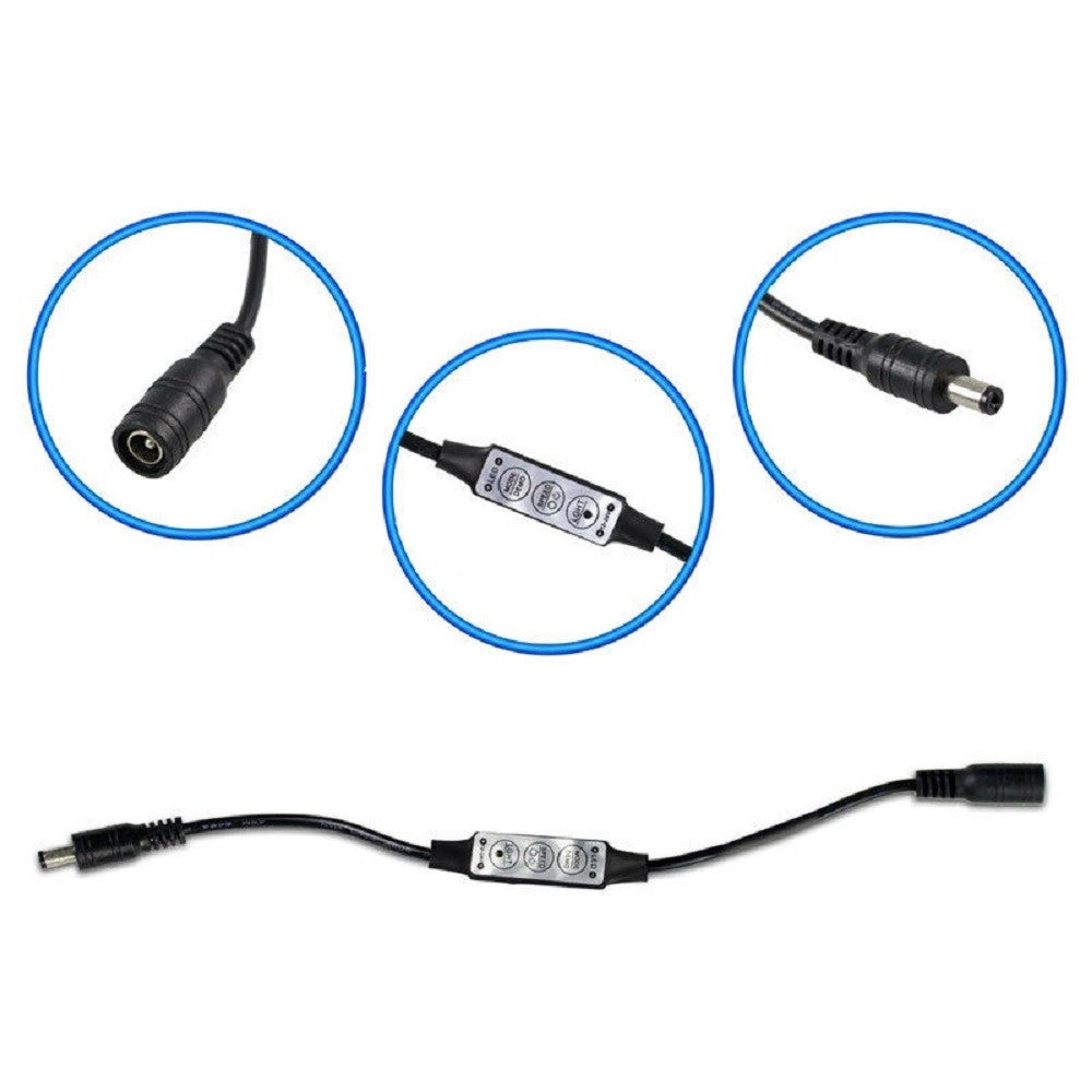 Trade Shop - Controller Strisce Led Dimmerabile Con Connettore Jack 5mm Maschio A Femmina - Nero