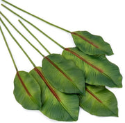 6 pezzi di foglie artificiali di pianta, foglie di banane tropicali, foglie artificiali di palma in PU, foglie artificiali tropicali con steel flessibile per matrimoni, feste, decorazione di casa, ufficio, fiori DIY