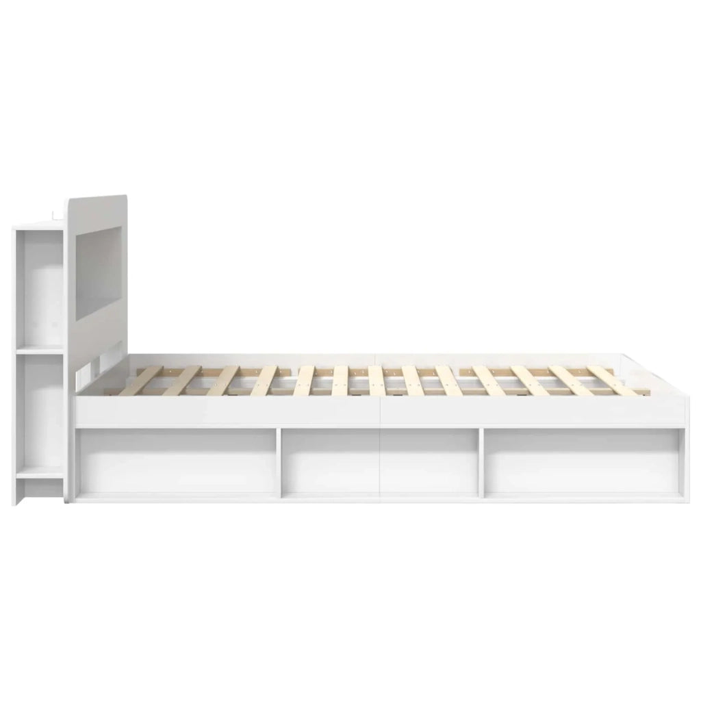Telaio del letto con storage con testiera Bianco 160 x 200 cm