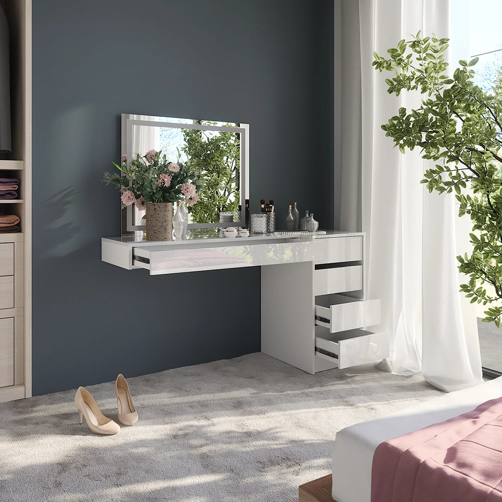 Vicco Tavolo da toeletta Bianco 100 cm 3 parti