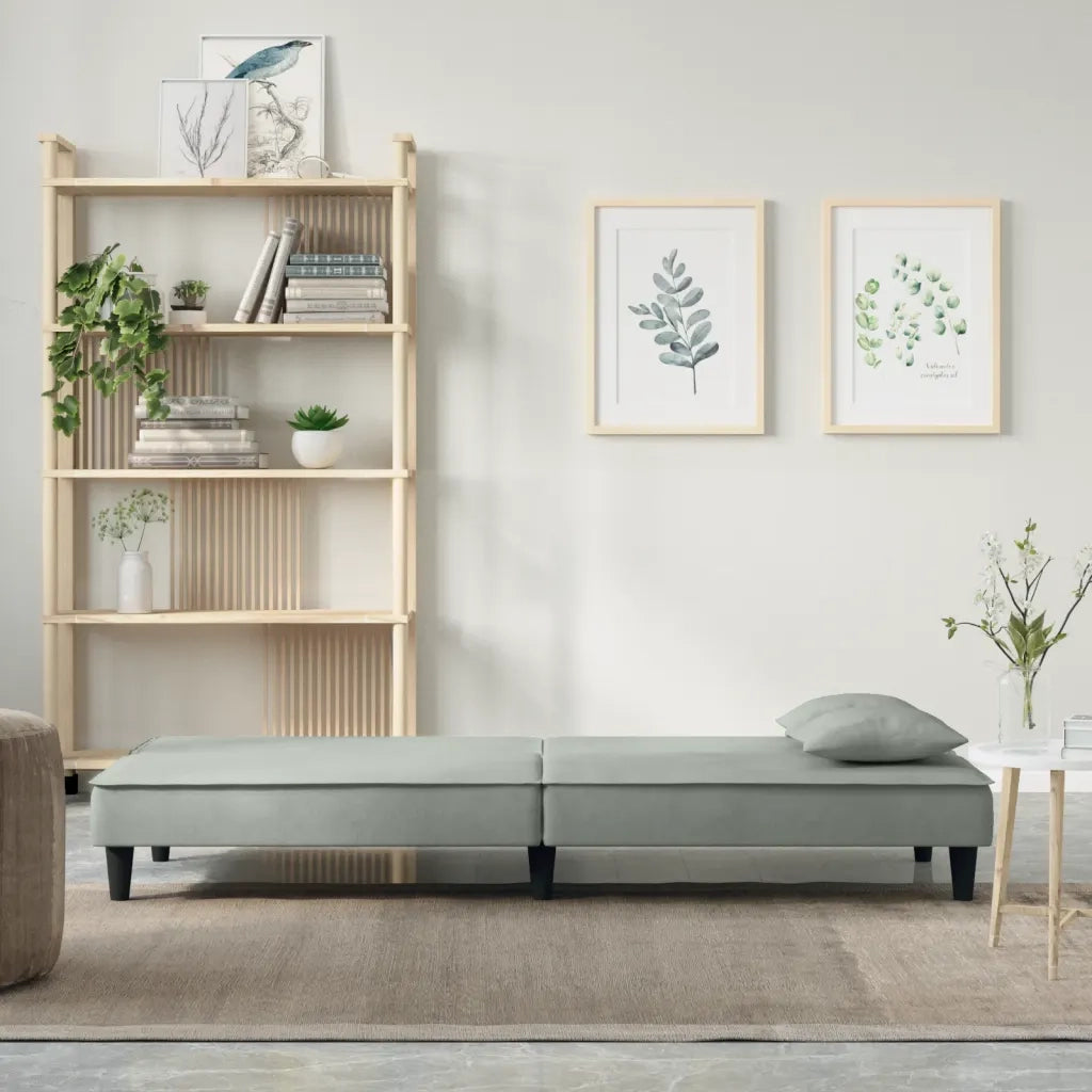 Divano letto-Sofa Letto-Daybed Grigio Chiaro in Velluto