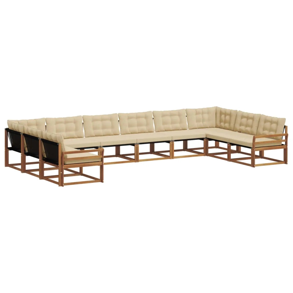 Set di divani da esterno con cuscino 10 pcs Naturale e Beige 3369892