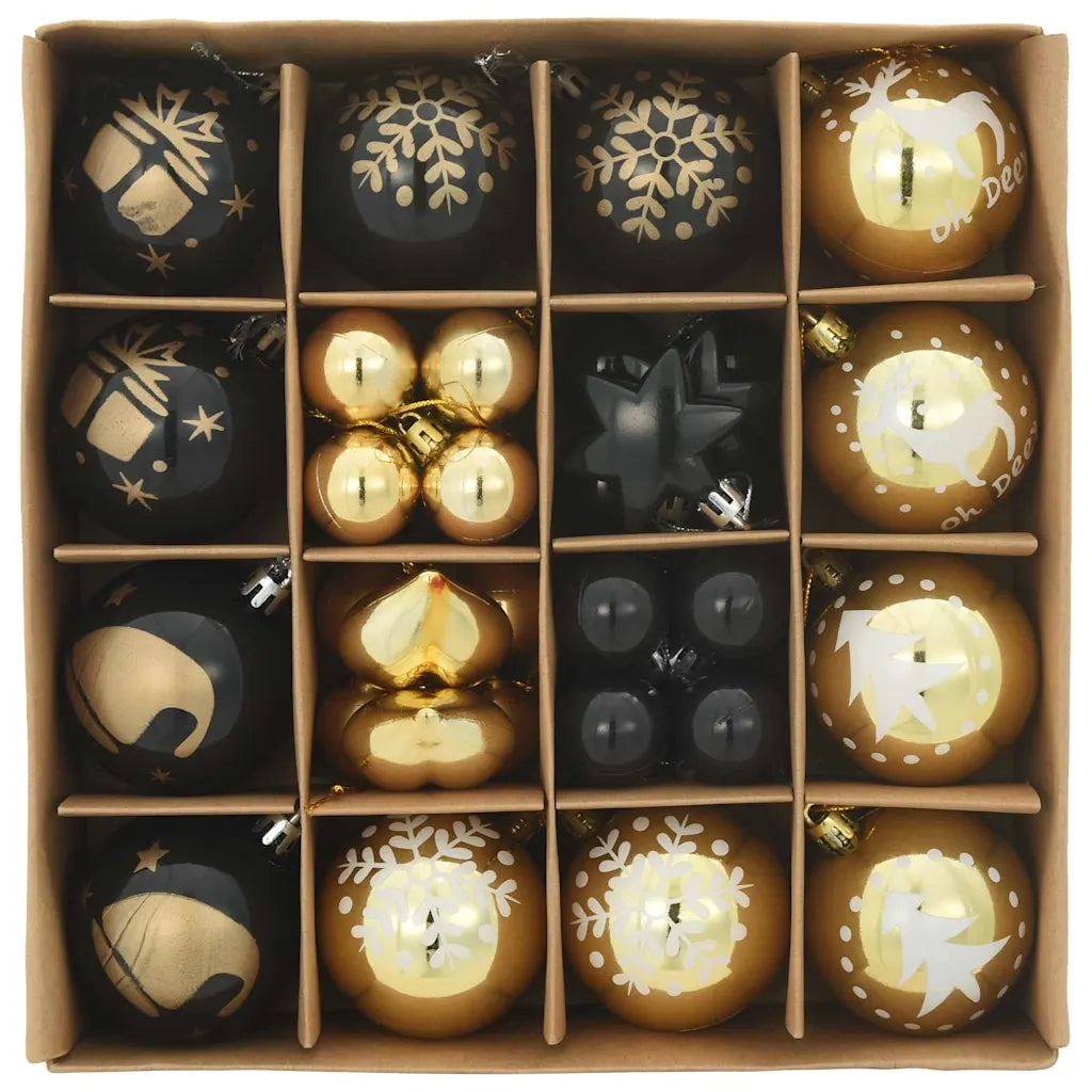 Set di Palle di Natale 40 pz Nero e Oro Plastica CFW2627657
