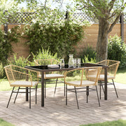 Set da Pranzo da Giardino 5 Pezzi con Cuscini Marrone Polyrattan