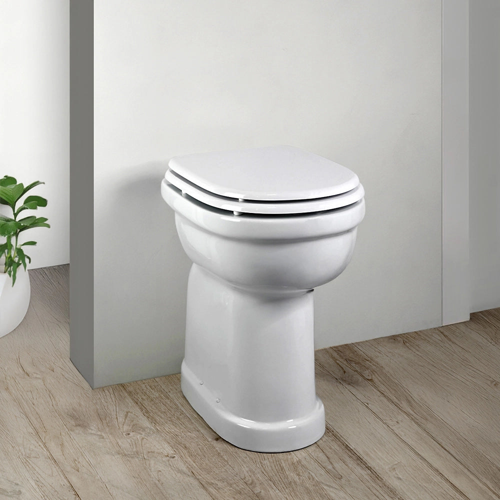 Copriwater per wc anziani in MDF bianco con cerniere regolabili