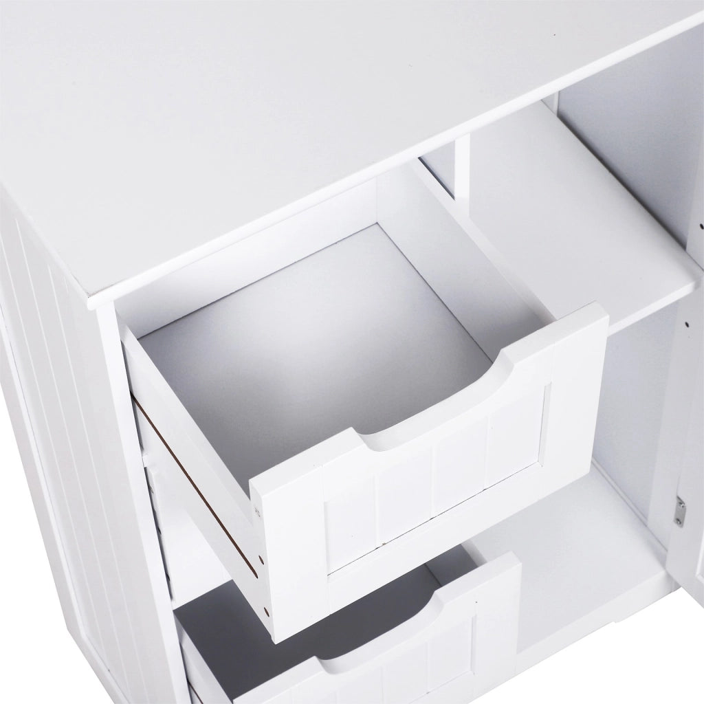 EasyComfort Mobile da Bagno con 4 Cassetti e Armadietto con Ripiano Regolabile a 3 Altezze, Armadietto da Bagno Salvaspazio con Vernice Ecologica, Anti-Ribaltamento in MDF, 56x30x83cm, Bianco