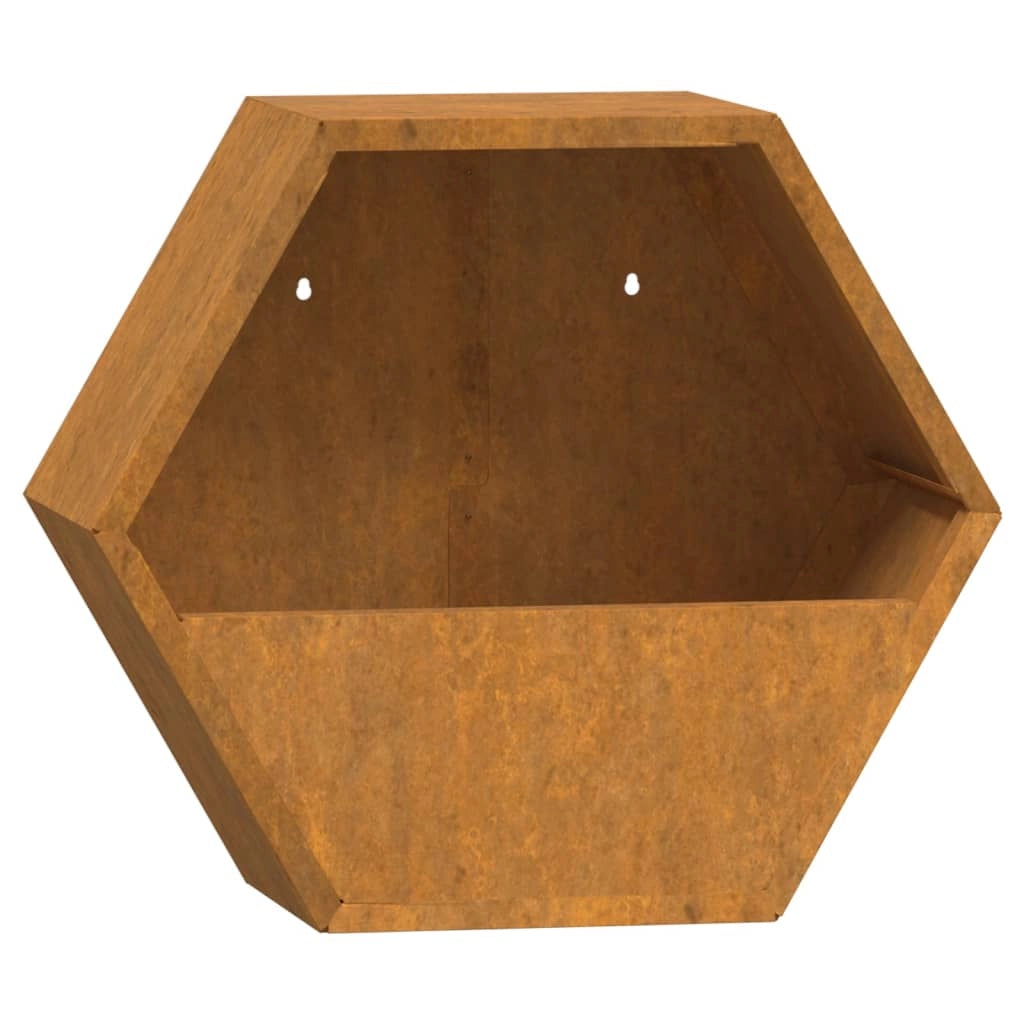 Fioriera aiuola rialzata fioriera aiuola giardino terrazza parete set da 2 acciaio corten arrugginito 30 x 10 x 25 cm marrone 02_0039116