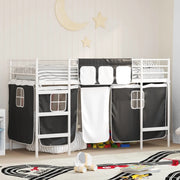 Struttura del Letto Loft per Bambini con Tendine-Giroletto per bambini Bianco e Nero 666007