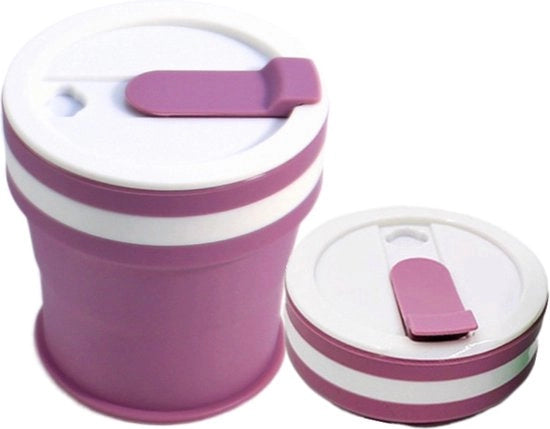 Tazza da Caffè Portatile - 350 ml - Chiusura e facile da trasportare – Otre da Campeggio - Tazza per Bere - Nero Porpora