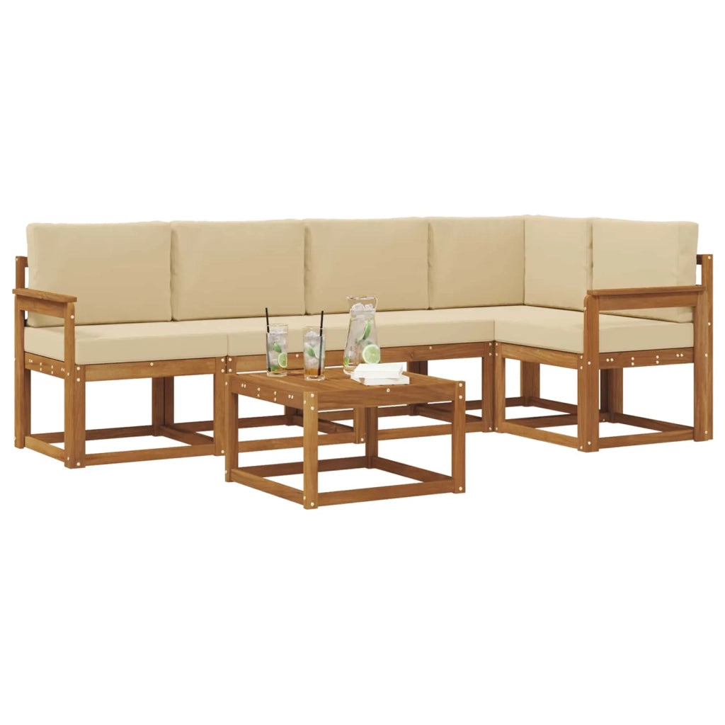 Set di divani da esterno con cuscino 6 pcs Naturale e Beige