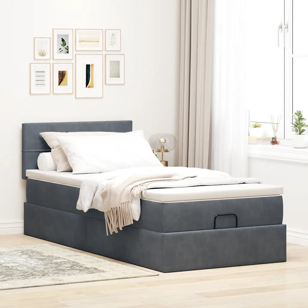 Struttura Letto Pouf con Materasso 100x200 cm Velluto 3311754