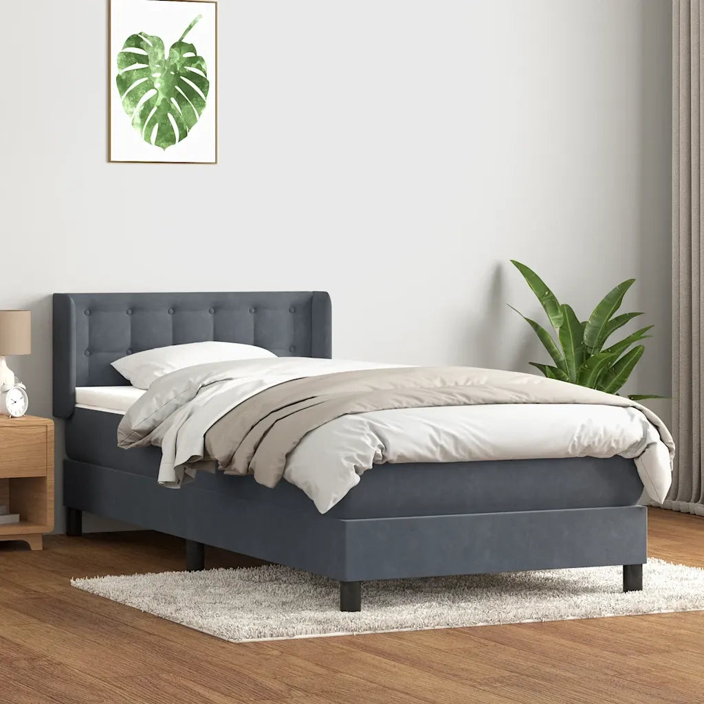Giroletto a Molle con Materasso Grigio Scuro 90x220 cm Velluto 3318478