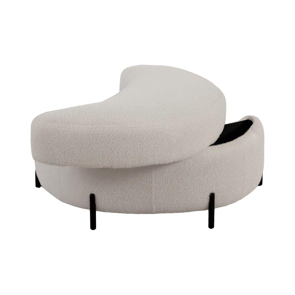 Pouf Sgabello Reclinabile con Vassoio ¨C MINIMAL ¨C Tessuto Sherpa, Avorio