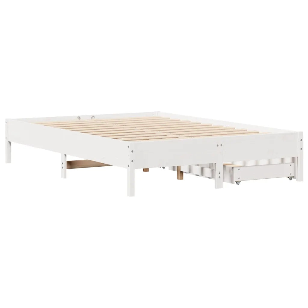 Letto matrimoniale | Letto per adulti | Letto senza Materasso Bianco 150x200 cm Legno Massello di Pino
