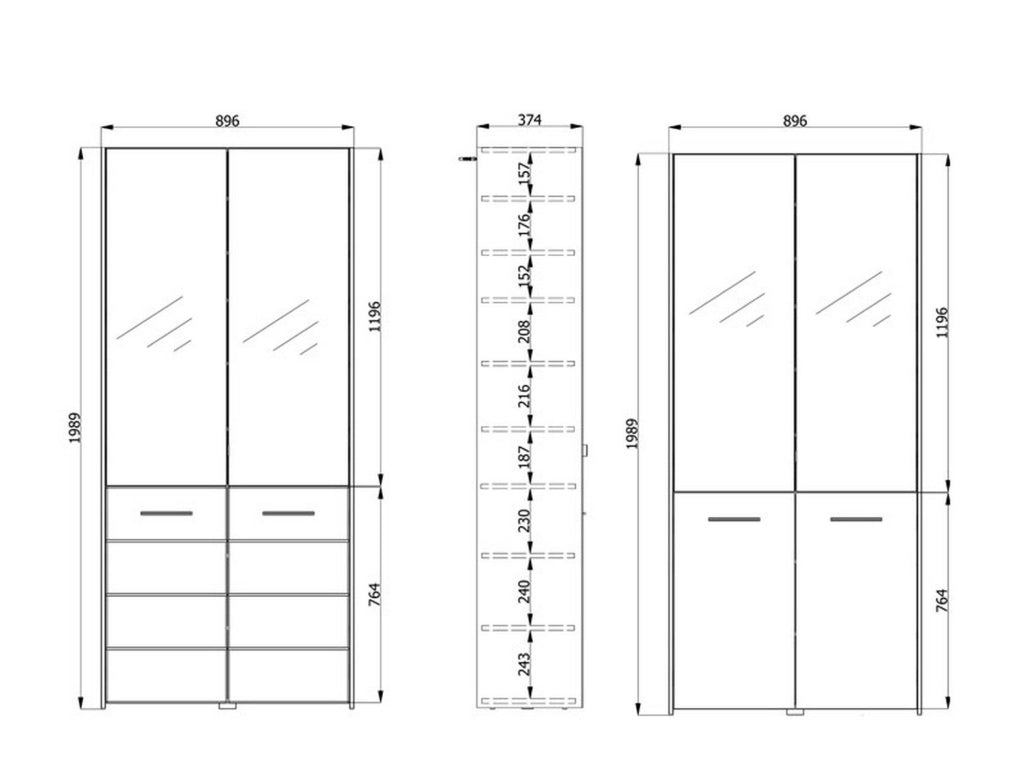 Mobile Portascarpe Trabia, Scarpiera 8 Ripiani, 89.5x37.5x199h cm Bianco