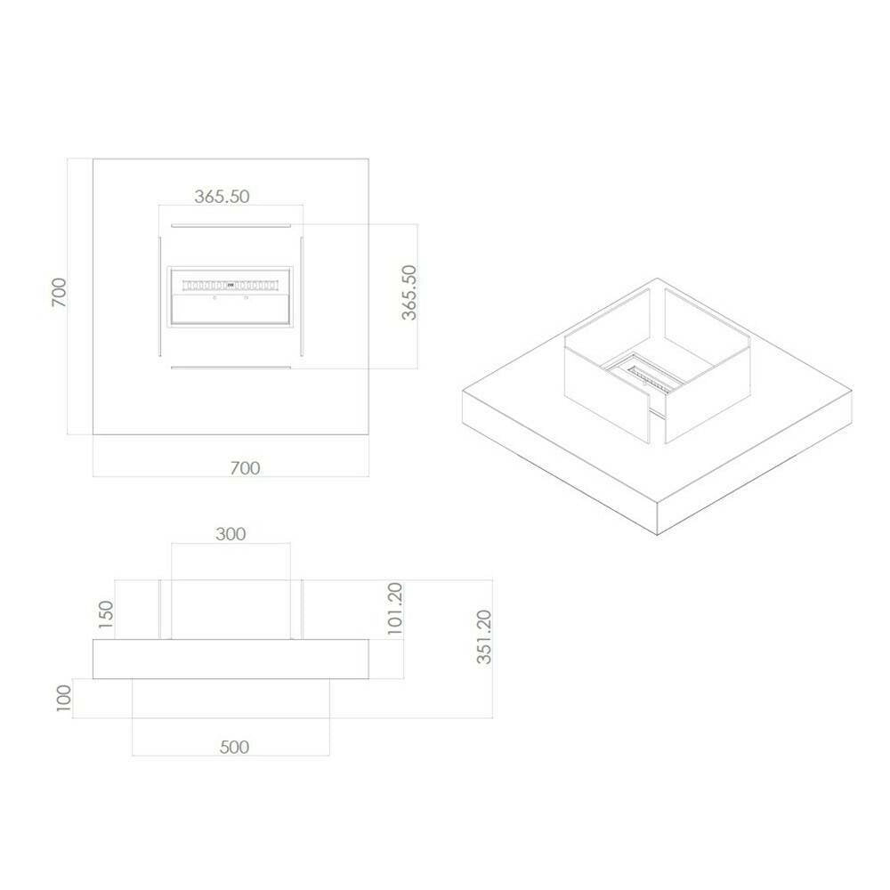 Camino a bioetanolo Alife, Caminetto ecologico, Focolare senza fumo, Riscaldatore ad etanolo, Made in Italy, 70x70 h35 cm, Bianco