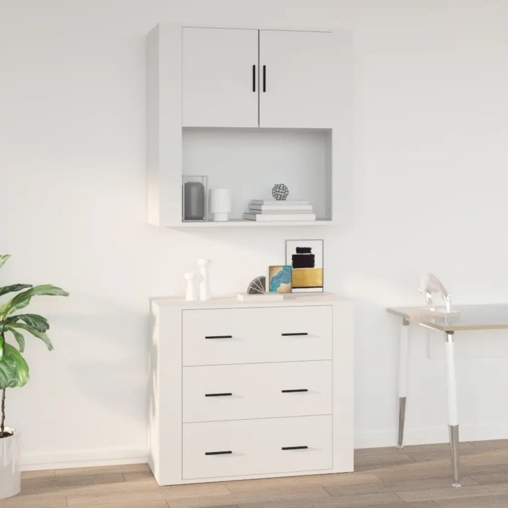 Mobile a Parete Bianco 80x33x80 cm in Legno Multistrato 816584