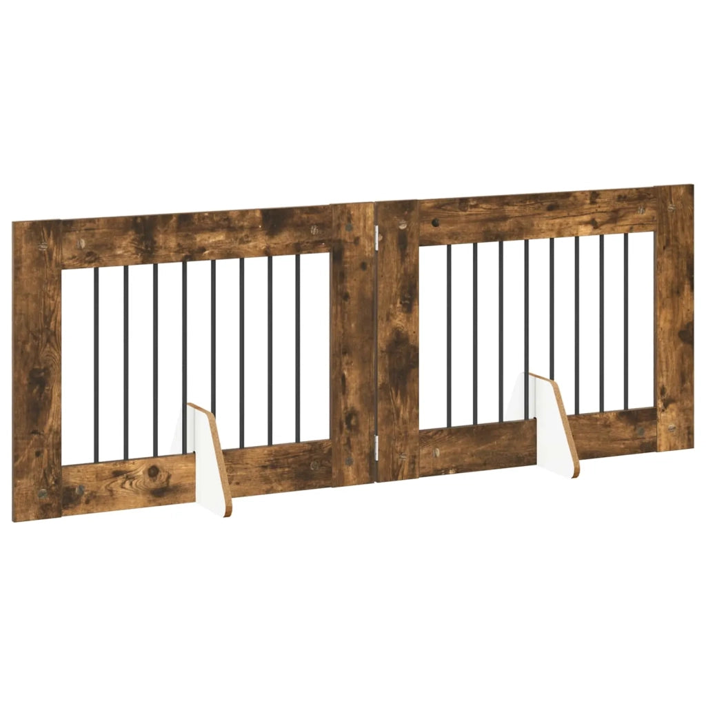Cancello per cani con supporti 2 pz Rovere Fumo 80 x 60 cm CFW2393315