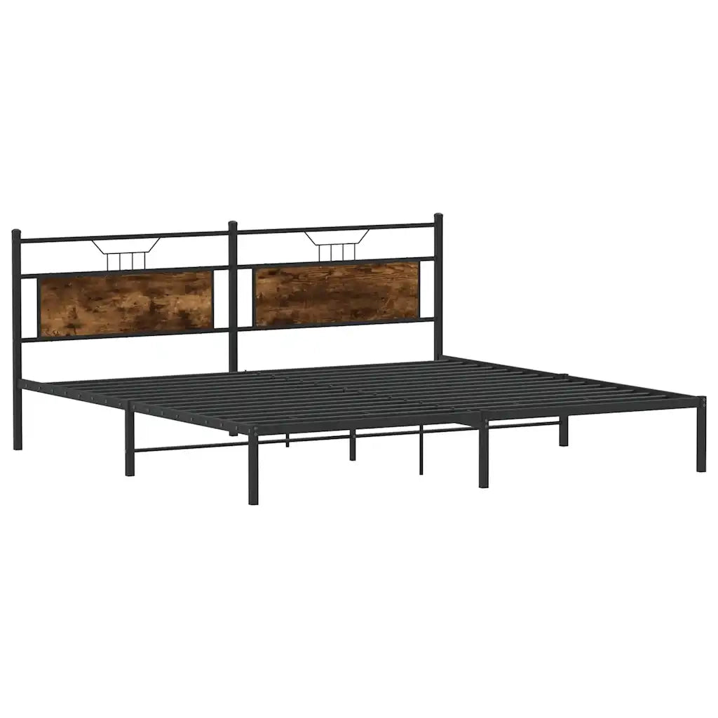 Letto matrimoniale | Letto per adulti | Giroletto senza Materasso Rovere Fumo 193x201 cm in Truciolato