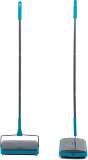 Aspirapolvere a Spazzola - Raccoglie Sabbia e Polvere dai Tappeti - Facile da Usare - Sottile e Compatto - Blu Turquesa - Facile da Conservare - 27,5 x 22 x 6 cm