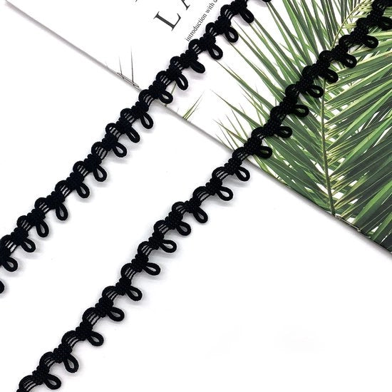 Cordone elastico con fori per nodi - Adatto per matrimoni - 18 metri - Nero - Cordone elastico con fori per nodi - Nero - Stretto - Adatto per matrimoni