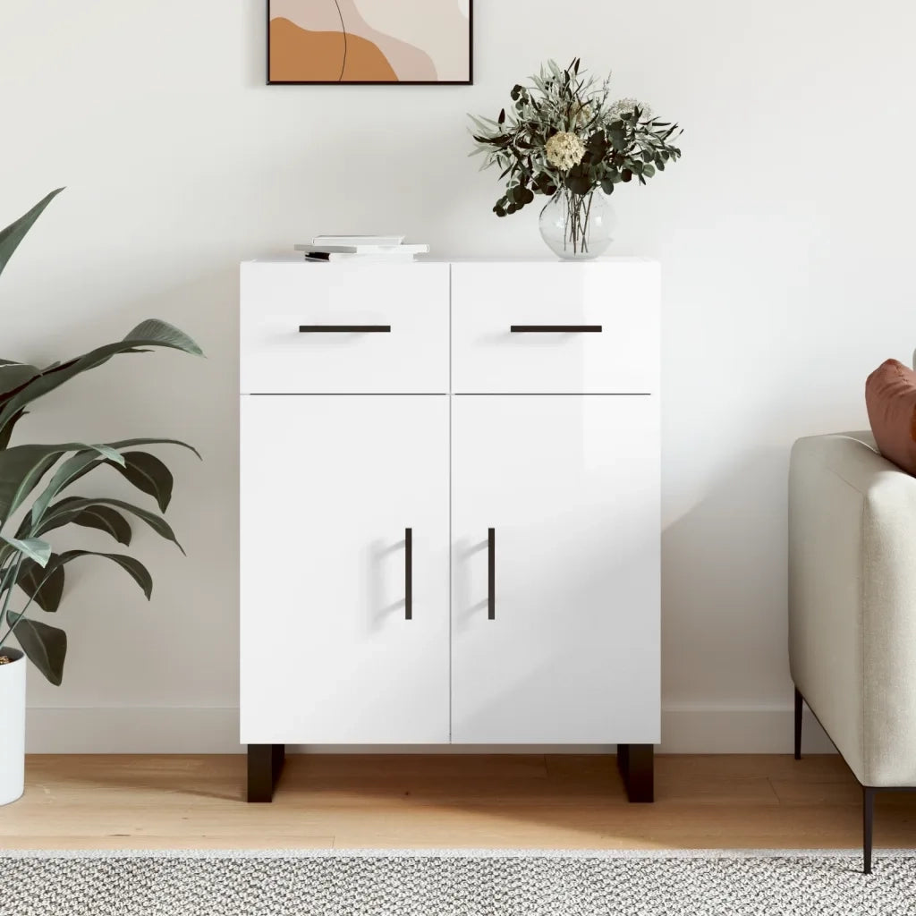 Credenza 69,5x34x90 cm in Legno Multistrato Bianco Lucidocod mxl 127919
