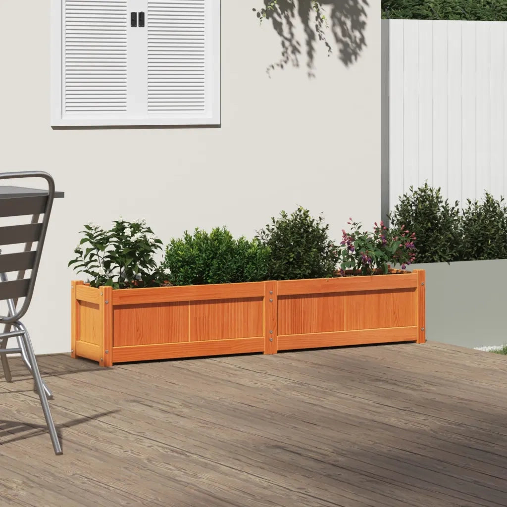Fioriera Giardino Marrone Cera 150x31x31 cm Legno Massello Pino 837478