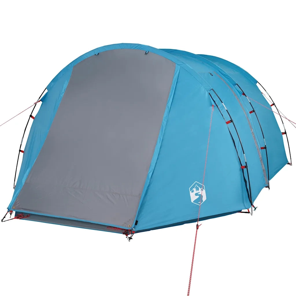 Tenda da Campeggio a Tunnel per 4 Persone Blu Impermeabile