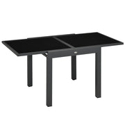 Tavolo Allungabile da Giardino 80-160x80x75 cm con Piano in Vetro e Alluminio Nero