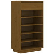 Scarpiera | Mobile per scarpe Marrone Ambra 60x34x105 cm in Legno Massello di Pino