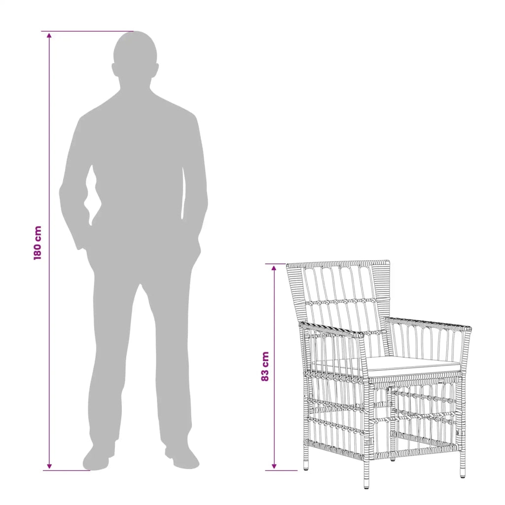 Set da pranzo per esterni 3 pz Grigio polyrattan 3448933