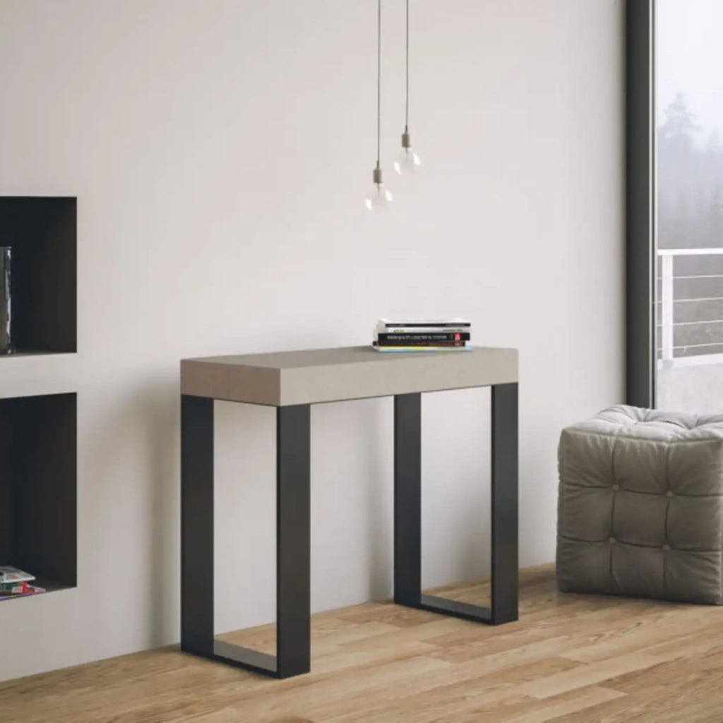 Consolle allungabile 90x40/196 cm Tecno Small Premium cashmere gambe antracite