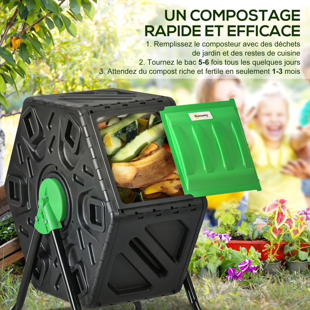 Compostatore Giardino ¨C Zephmum ¨C Nero Polypropilene 60x49x77 cm