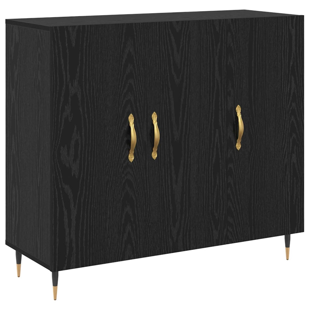 Credenza Rovere Nero 90 x 34 x 80 cm Legno multistrato