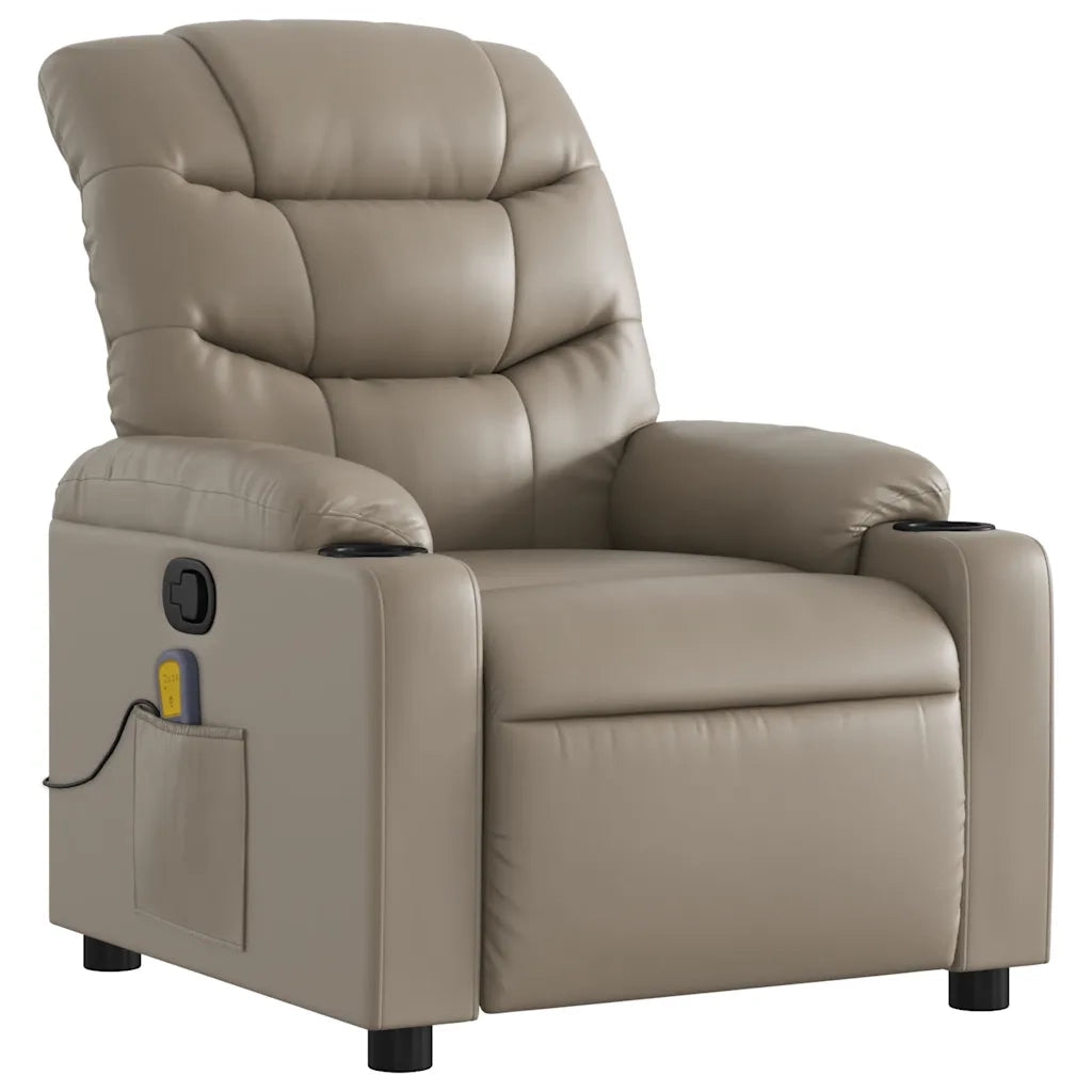 Poltrona Massaggiante | Sedia Relax Reclinabile cappuccino in Similpelle