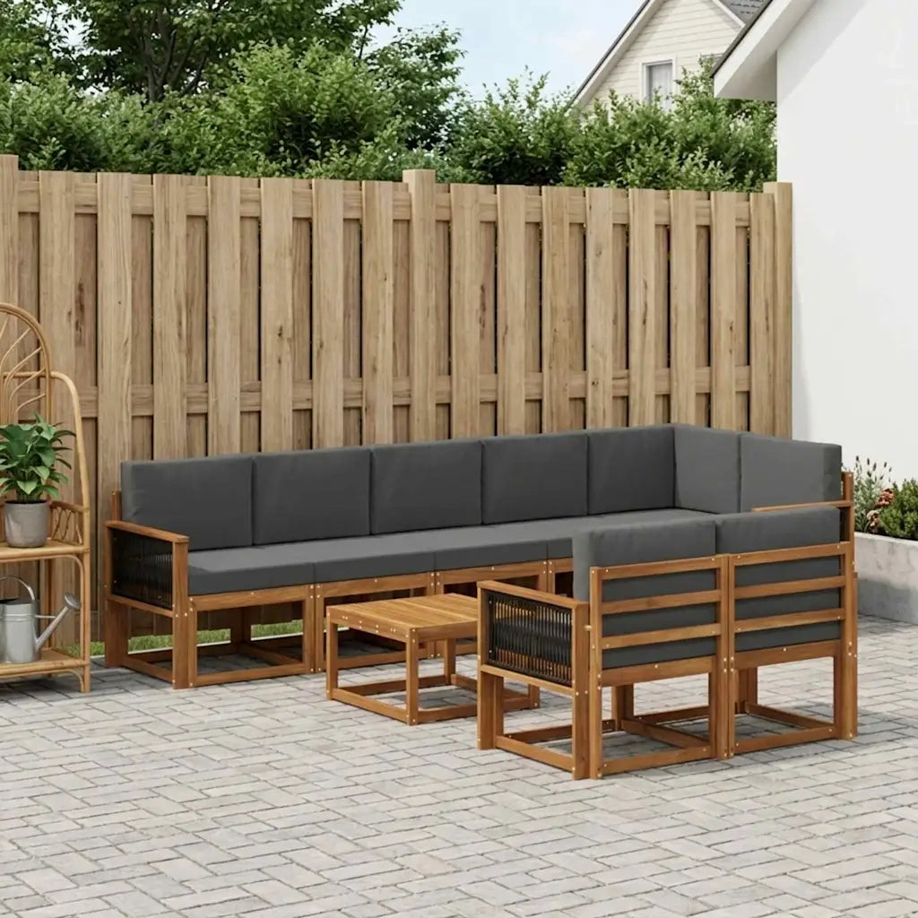 Set di divani da esterno 9 pcs Naturale e Antracite Poliestere